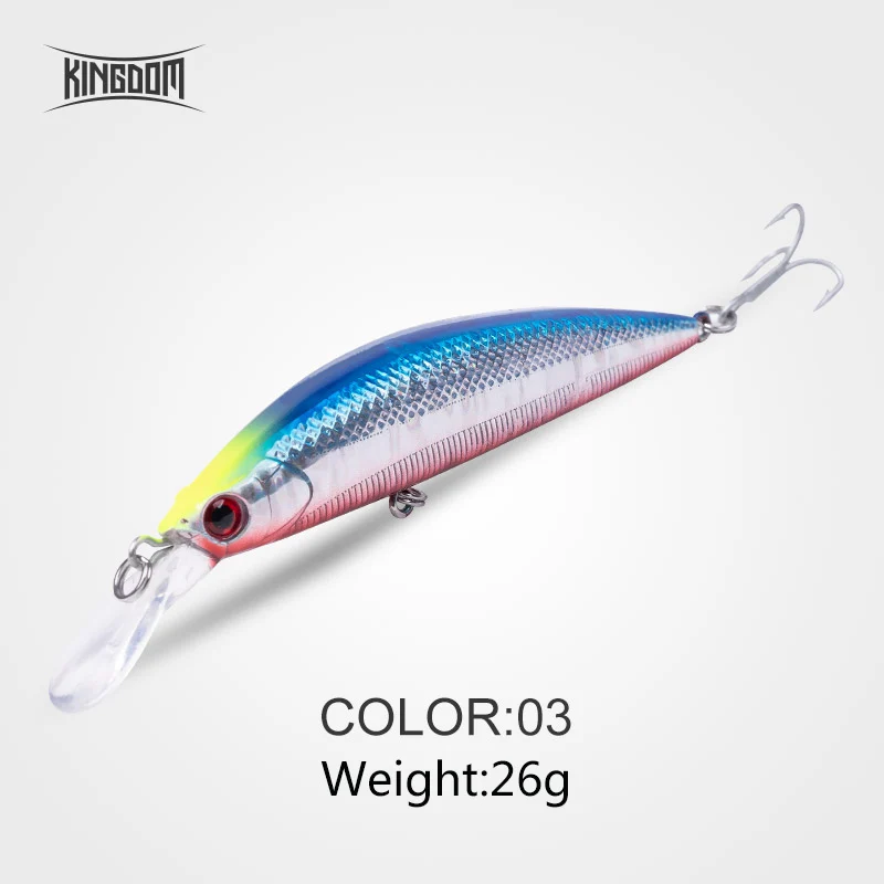 3529-26g-03 Kingdom рыболовные приманки для моря 11 г 26 г JERKBAIT жесткая Тонущая приманка и подвесной Воблер для мелкой рыбы глубина 0,4-1,2 м бас приманка для щуки VMC крючки - Цвет: 3529-26g-03