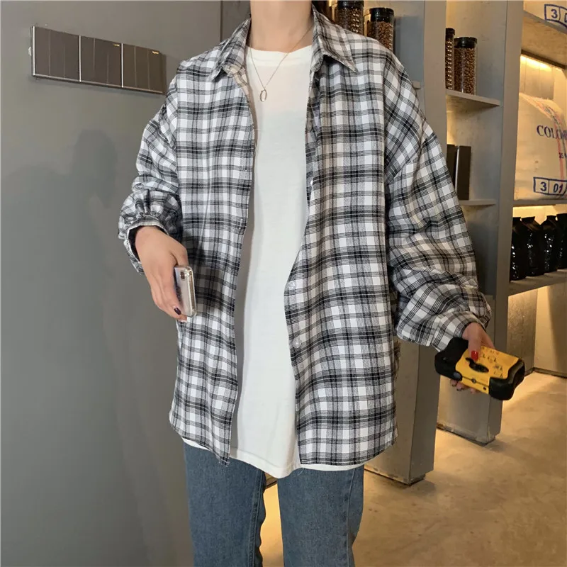 

Retro Plaid Blouse Woman Long Sleeve Shirts Womens Clothes Korean Fashion Tops Students Casual Blouses Loose All Match Shirt