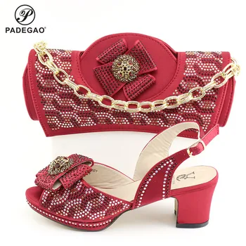 

2020 Mature Style African Women Shoes And Bag To Match Set Italian High Heels Party Shoes And Bag Set For Wedding Dress