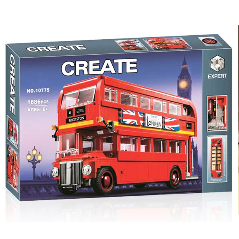 

1686pcs City Creator London Bus Building Block Bricks Toy Compatible 10258 21045 Diy Toy Children Birthday Gifts