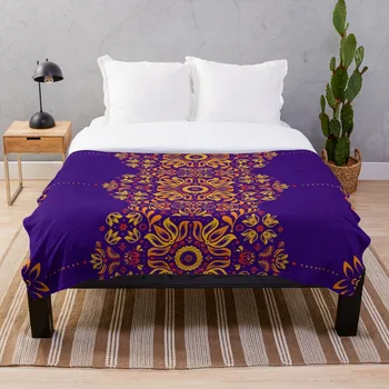

Fiery Floral Folk Pattern Blanket Wool Flannel Plush Blanket Bedspread For office Sherpa Blanket Couch Quilt Cover Travel