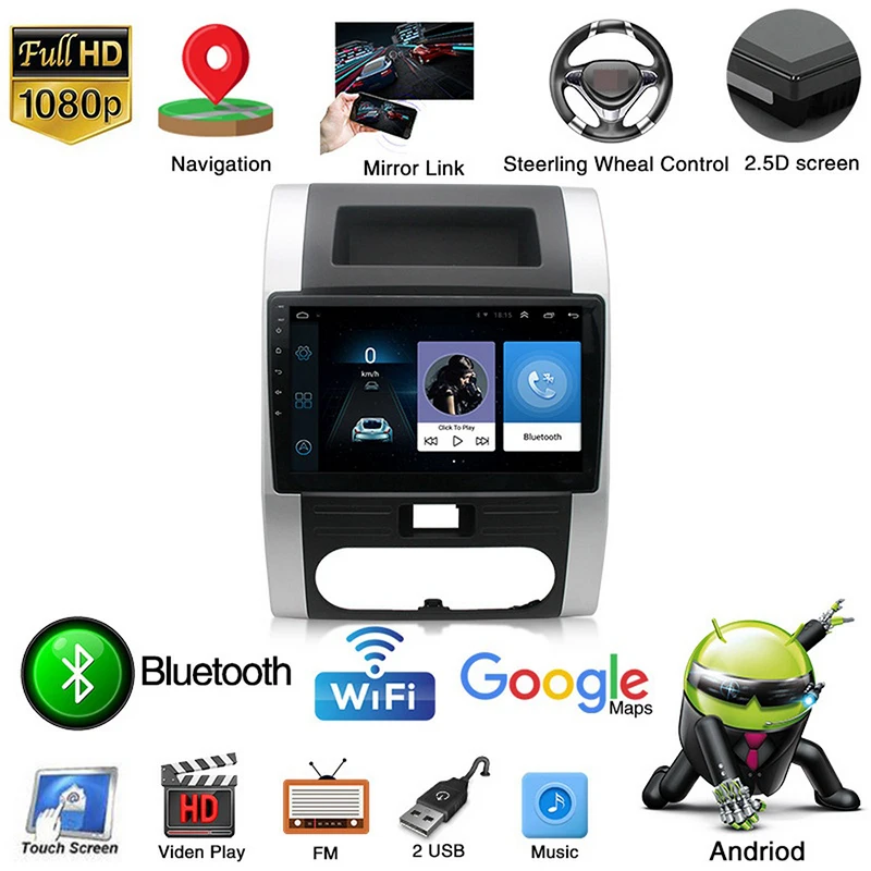

Car Multimedia Player 2din Android for Nissan X Trail T31 2007-2013 Qashqai 1+16G Android 9.1 10'' Touch Screen GPS FM WIFI