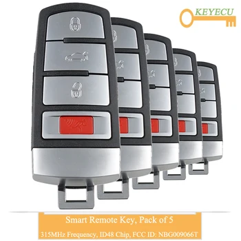 

KEYECU 5PCS Remote Car Key for Volkswagen Passat CC 2007 2008 2009 2010 2011 2012, FOB 3+1 4 Button - 315MHz - ID48 - NBG009066T