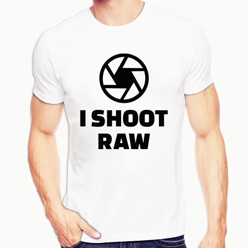 I Shoot RAW Photo Photographer Camera футболки для мужчин Harajuku забавная Мужская футболка с