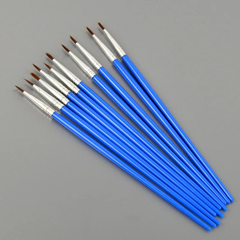 10Pcs/set Nylon Artist Paint Brush Professional Watercolor Acrylic Wooden Handle Painting Brushes Drawing Brush Pen Tools Kit