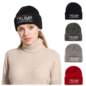 

MAKE AMERICA GREAT AGAIN Embroidery Knit Hat Winter Warm Ski Cap For Men TRUMP Letter Hip Hop Beanies For Men