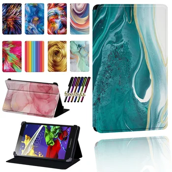 

Watercolor Pattern Case for Lenovo Tab 2 A7 / A8 / A10-70 / Tab 3 / Tab 4 Tablet Pu Leather Foldable Dust-proof Protective Case