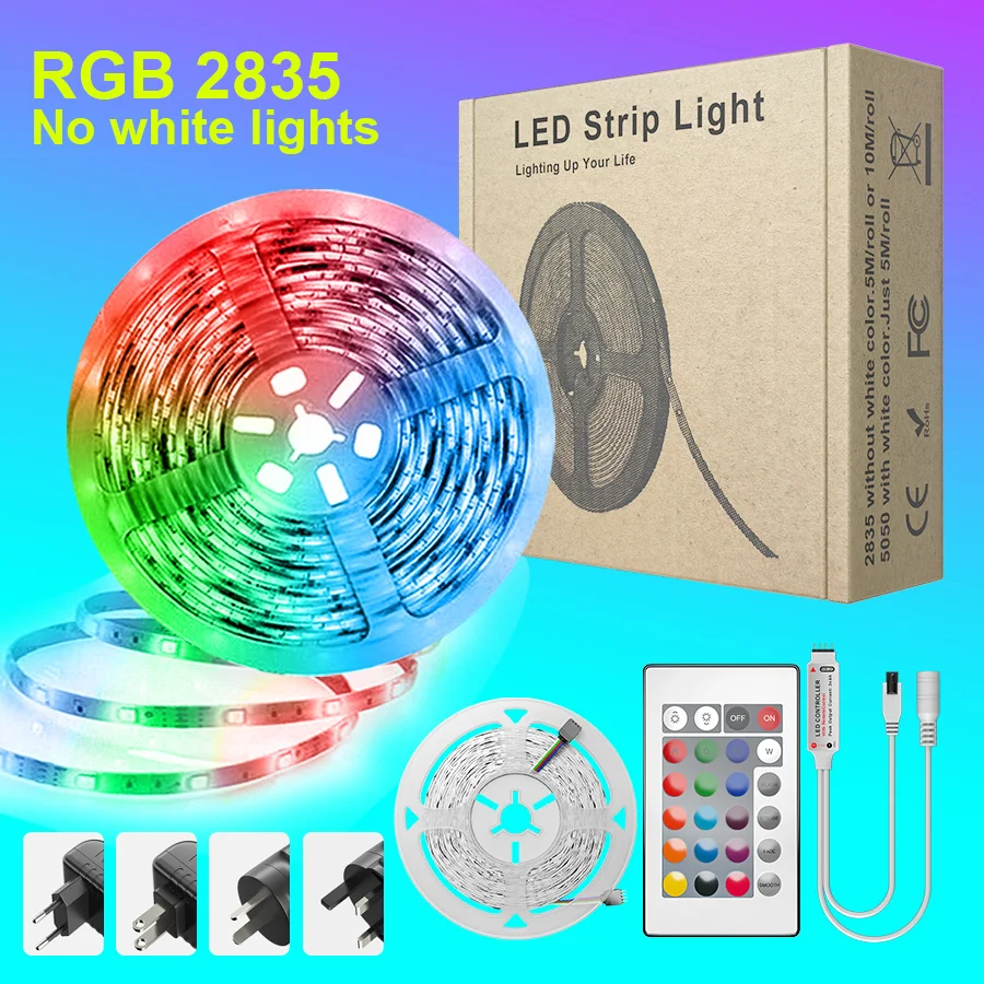 Ленточный светильник светодиодный RGB DC12V лента 2835 SMD 5 м 15 10 noватеростойкий Диодная