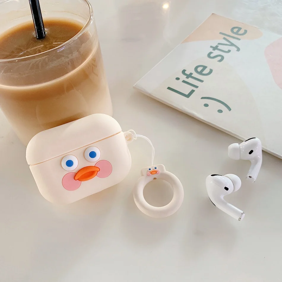 Для AirPods Pro Чехол 3D милая собака корги утка тост наушники Kawaii чехол для AirPods Pro 3 Мягкий защитный чехол с брелком - Цвет: Duck White