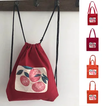 

Hot Selling Women Lady Shoulder Bag Orange Printing Canvas for Mobile Phone Keys Money Travel -B5