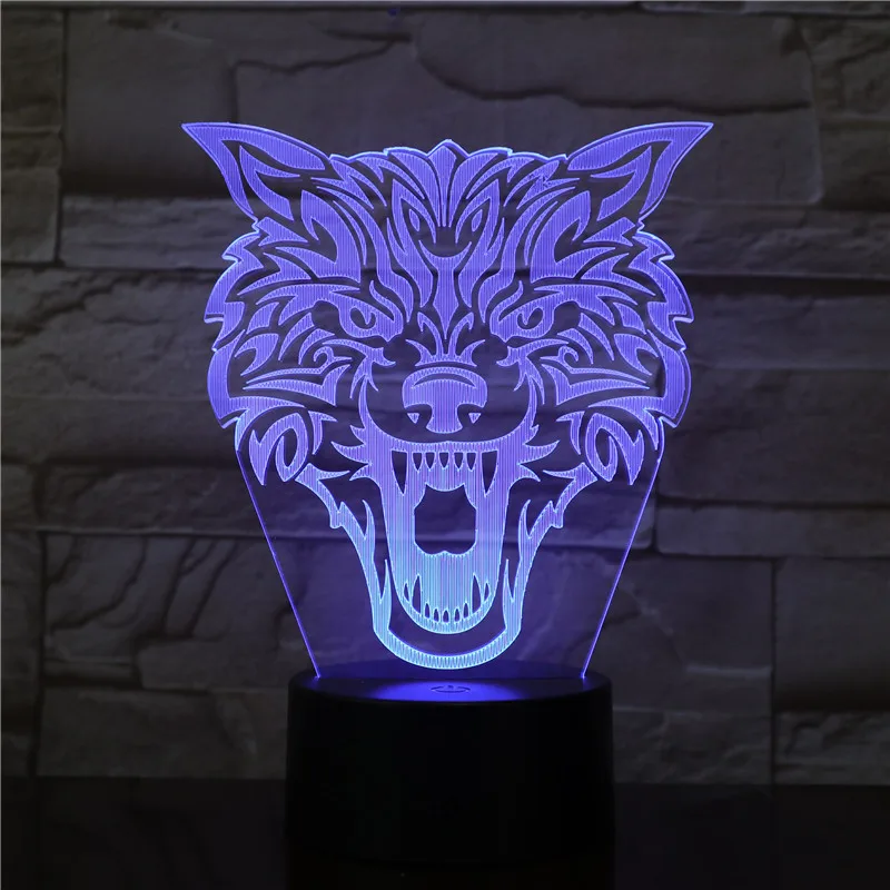 

3d-лампа Fierce Wolf, 7 цветов, сенсорный пульт дистанционного управления, 3d ночник, новинка, Usb, светодиодный светильник, подарок, светодиодный светильник, Прямая поставка 2712