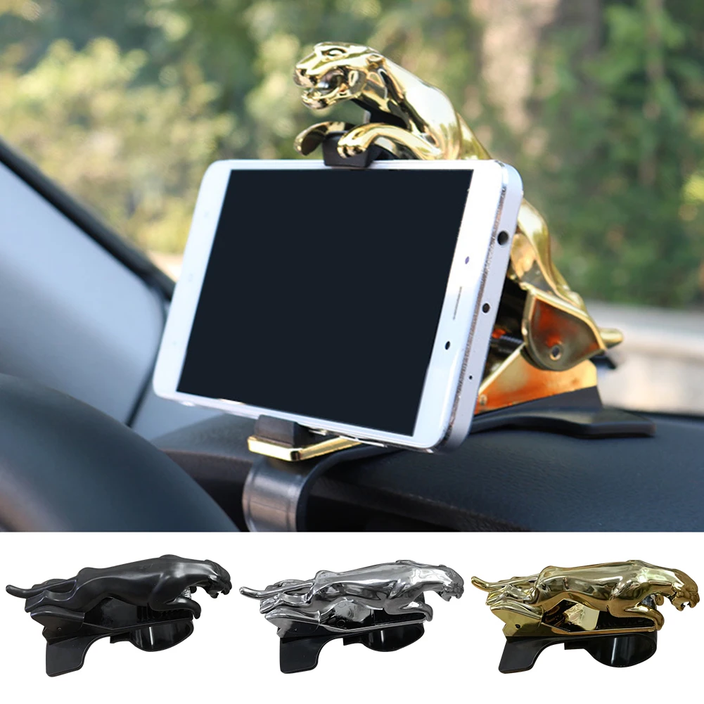 Leopard Car Phone Holder Ornaments Universal Anti Skid 360 Degree Rotating Adjustable Bracket Interior Cool Dashboard Clip On mobile stand for table