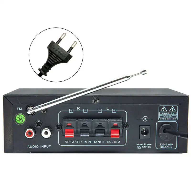 For Bluetooth T1 2 0CH Power Amplifier Audio With Microphone USB TF FM AUX Play Stereo Sound Control Bass Treble Volume