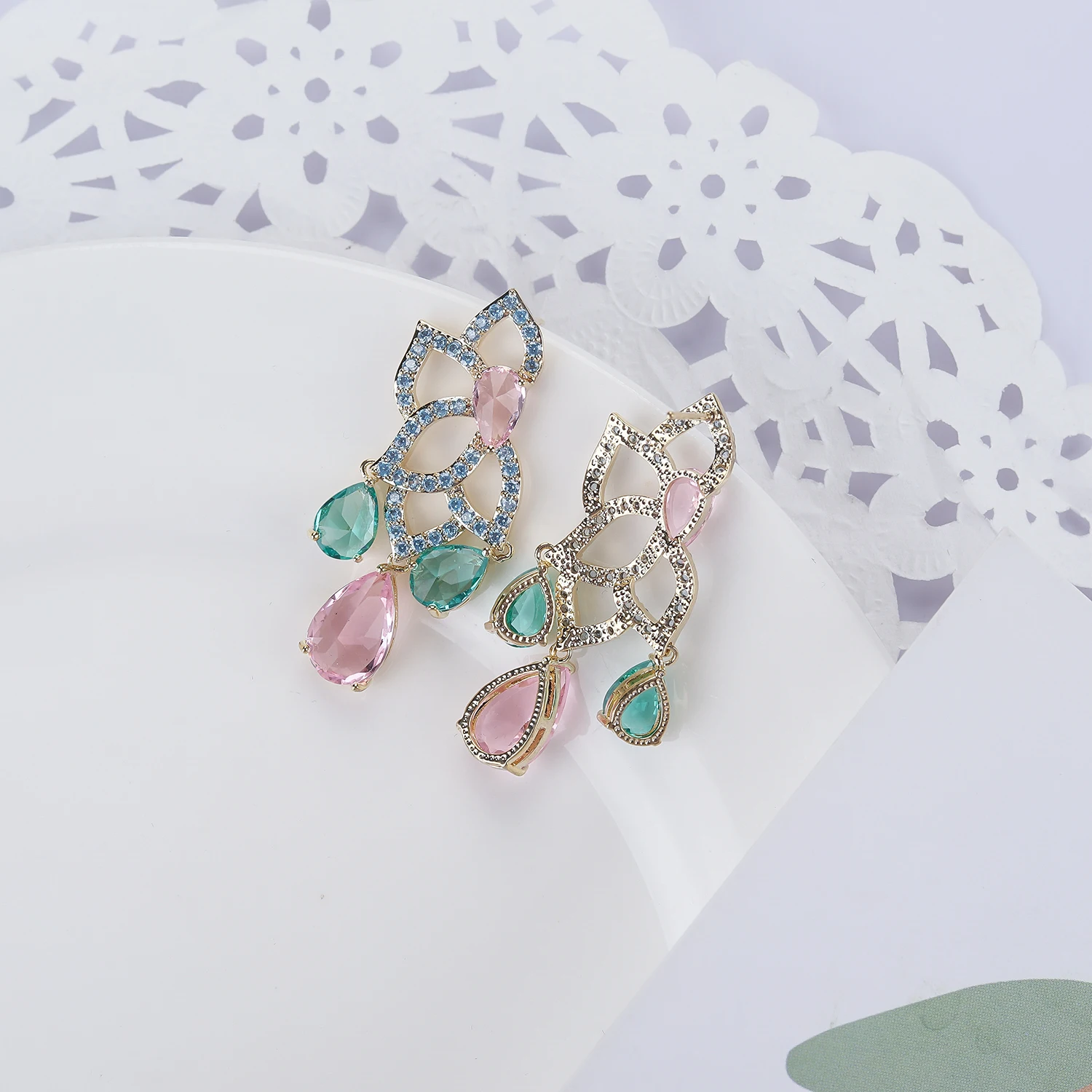 Popular Cubic Zircon CZ Earrings for Wedding Bride Crystals Earring for Women Girl Birthday Party Jewelry CE11366