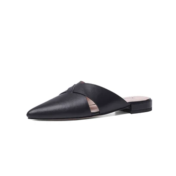 

2020 Fashion Women Sandals Shoes Modern Peep Toe Slippers Low Heels Shoes Women Nice Genuine Leather Footwear Size 33-40