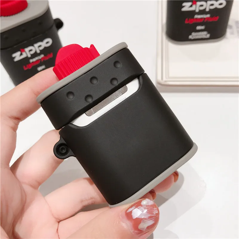 3D Мода Смешные ZIPPO масляные бутылки корпусы гарнитурные для Apple Airpods 1/2 Милые силиконовые защитные наушники чехол Аксессуары