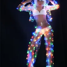 Сексуальный красочный светодиодный светильник одежда для выступлений музыкальный фестиваль для певцов в ночном клубе танцевальная команда DJ для танцев костюм