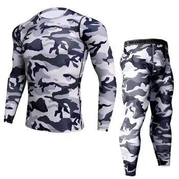 

New Fitness Camo T Shirt Men Compression Shirt 2Pcs/sets Sportswear MMA Rashguard Mens Joggers Leggings Gyms Bodybuilding Tights