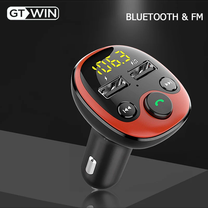 

GTWIN Car Kit Bluetooth FM Transmitter Dual USB 3.1A Fast Charger LCD Wireless Handsfree Music Audio Receiver Auto MP3 Player