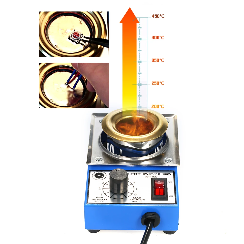 Pot à Souder 100mm 220V - Capacité 1200g - Température Réglable 200-580°C - 300W