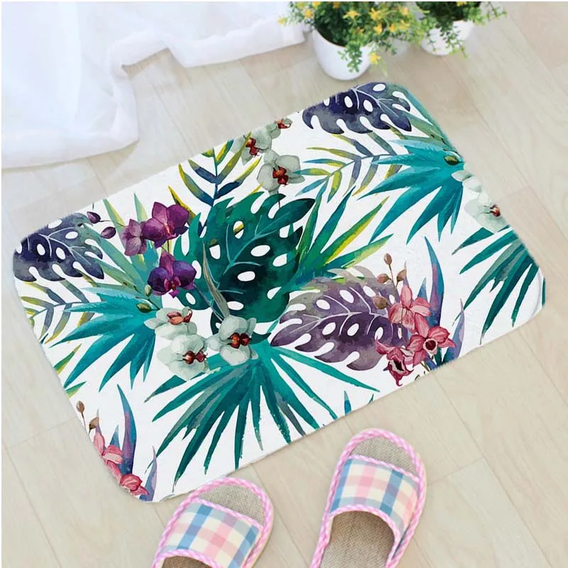 

Tropical Plants Printing Doormat Flannel Home Decor Non-slip Floor Mat Tropical plants Door Mat vloermat Badmat Tapis de bain