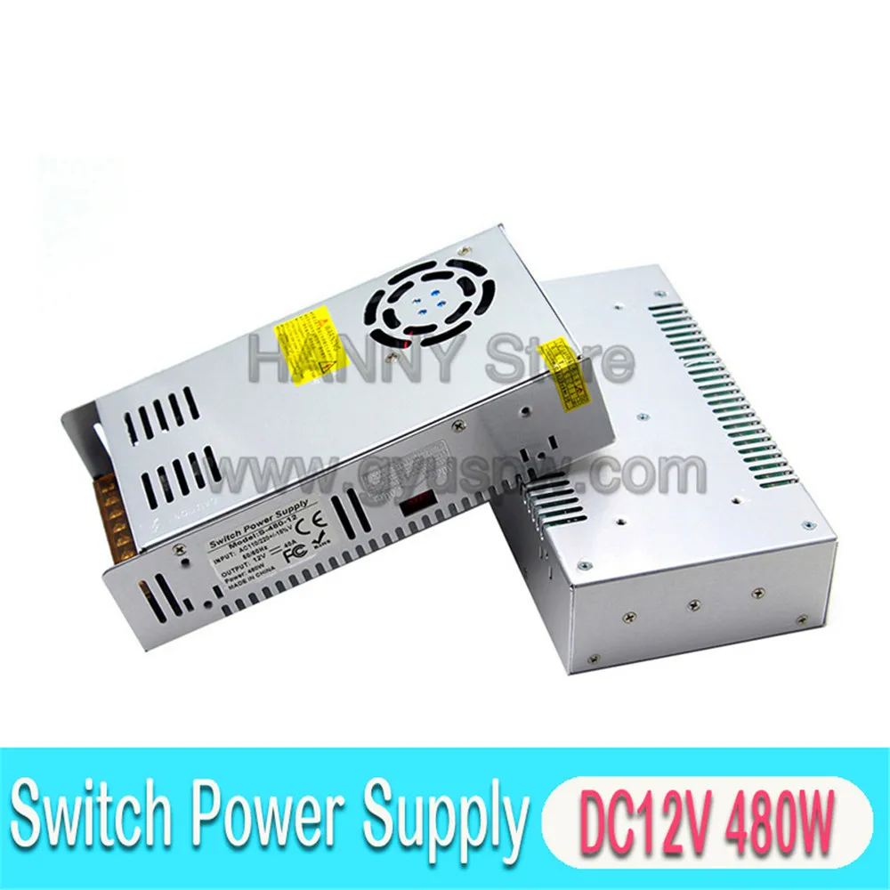 Универсальный Dc блок питания 12V 40A 480W трансформатор драйвера 220V 110V AC к DC12V SMPS для светодиодных лент модули освещения монитор CCTV