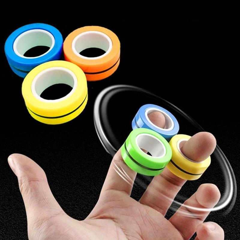 3Pcs/set Strong Magnetic Ring Rotating Fingertip Spinning Top Children's  Adult Toys Fidget Spinner Anxiety Stress Reliever