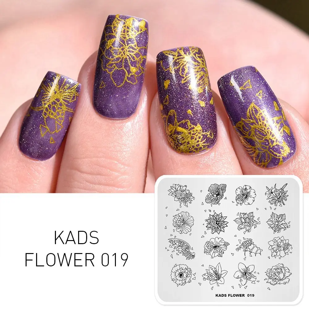KADS пластины для штамповки ногтей 48 дизайнов цветок бабочка изображение дизайн ногтей штамп Шаблон трафарет для штамповки ногтей Маникюрный Инструмент - Цвет: Flower 019