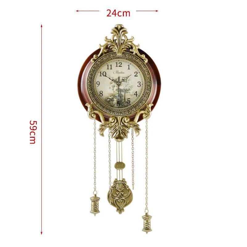 Solid Wood Silent Swing Pendulum Wall Clock Z1214-1  
