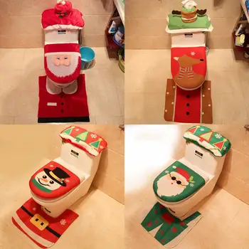 

3pc/Lot Christmas Toilet Lid Bathroom Decor Foot Pad Seat Cover Cap Christmas Decorations Xmas Ornaments Natale 2020 Xmas Gifts