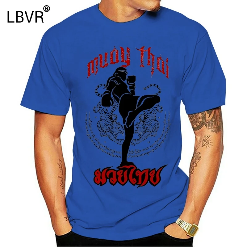 Футболки Muay Thai Kick тайское боевое искусство логотип значок Мужская хлопковая