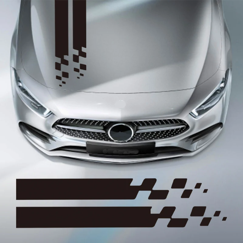 

Накладка на капот автомобиля наклейки на авто виниловая пленка длинная полосатая Ночная рубашка Стильные большие наклейки Графика спортивный гоночный стиль Тюнинг аксессуары 2 шт.