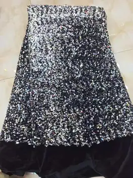 

2019 New Design Bright yard With Sequins African French Lace Fabric High Quality Nigerian Lace fabric FR1115