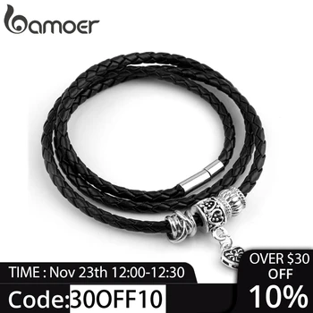 

Newest Arrival Silver Plated Charm Black Leather Bracelet for Women Five Colors Magnet Clasp Christmas Gift Jewelry PI0311