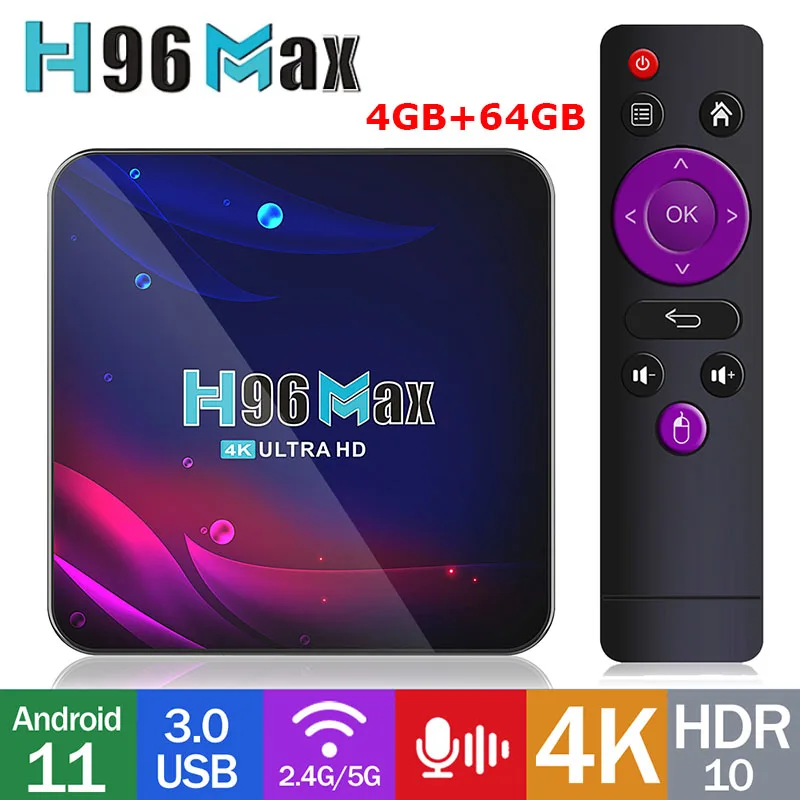 RK3318 Rockchip Android 11 BT4.0 TV Box 2 4G 5G Dual Wifi Smart 4K 32G/64G USB3.0 H96 Max V11 VS X3/X4 | Электроника