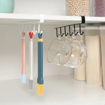 

Kitchen Cupboard Storage Rack Cupboard Shelf Hanging Iron wardrobe Hook Organizer Closet Clothes Mug Shelf Hanger Holder