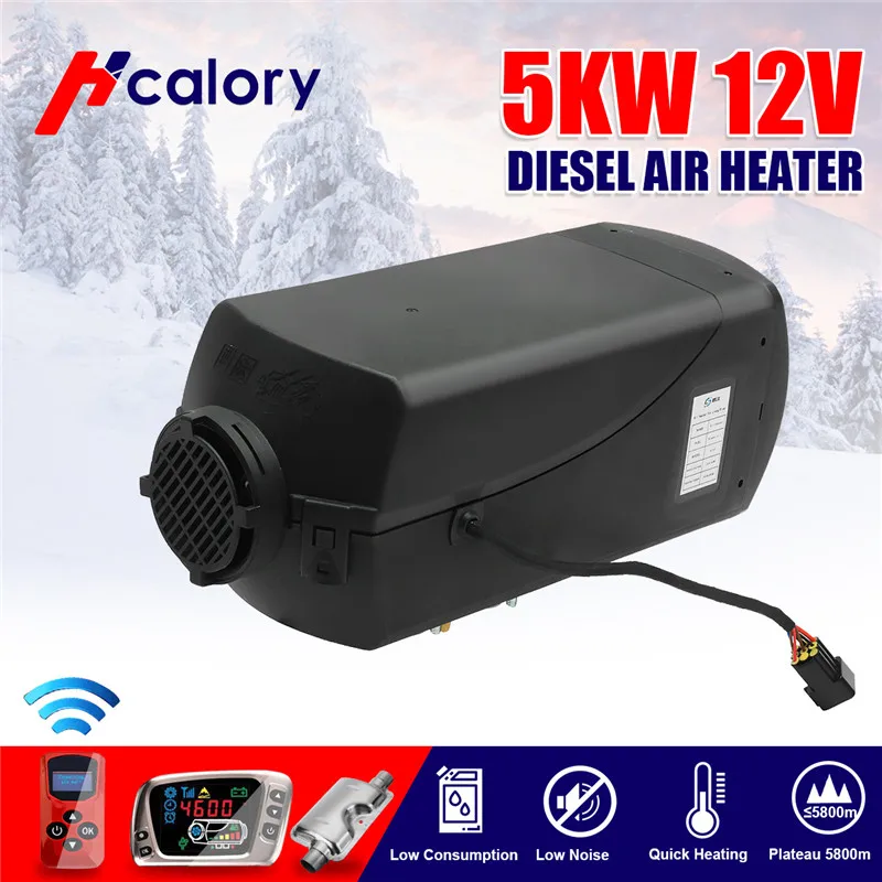 

HCalory 5KW 12V Diesels Air Parking Heater Air Heating LCD Switch with Silencer and Remote Control For Boats Car Trailer Heater