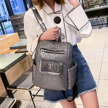 

Trend Oxford shoulder backpack 2019 new fashion sequins women's bag Korean version of outdoor travel double shoulder bag girl