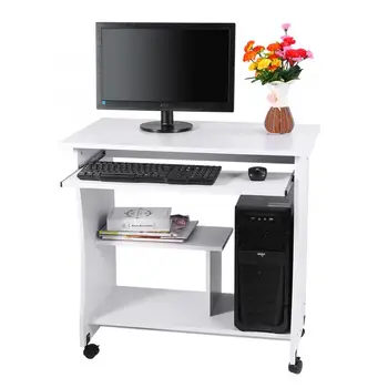 

Wooden Computer Desk Study Workstation Laptop Table Storage with Keyboard Shelf
