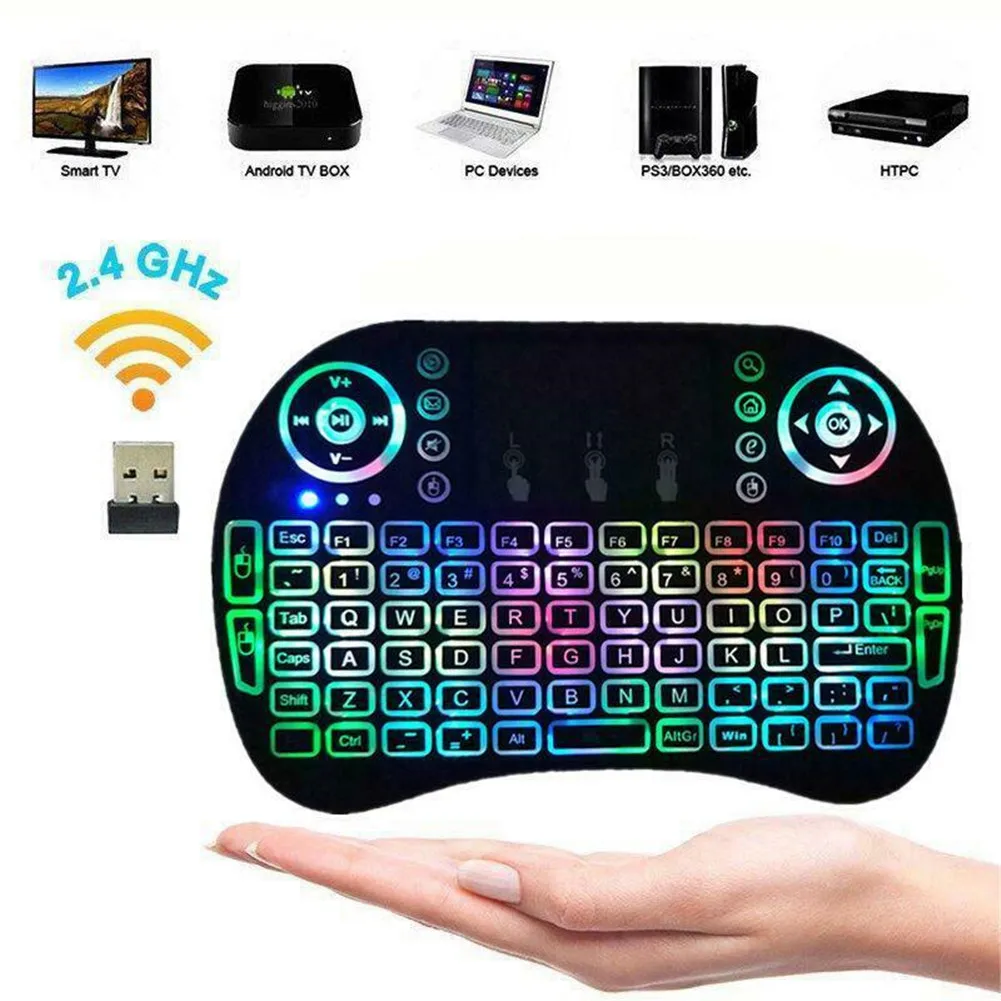 Mini Wireless Keyboard Touchpad Color Backlit Mouse Remote Control Touchpad For Android Xbox Smart TV PC  HTPC TV Box Notebook