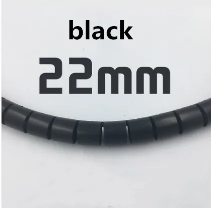 1 метр провод Органайзер кабель протектор спиральная трубка гибкий кабель управление провода обёрточная бумага аккуратный кабель намотка провода хранения трубы - Цвет: 22mm black
