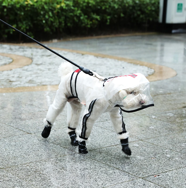 HOOPET Pet дождевик щенок четыре фута с капюшоном прозрачный водонепроницаемый плюшевый большой собака дождевик Одежда для животных