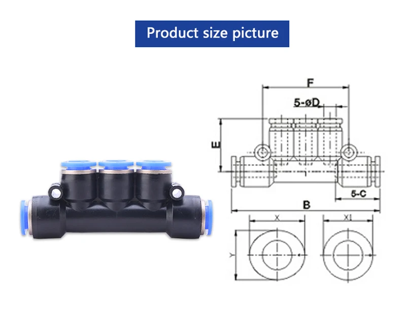Воздушный Пневматический фитинг 5 Way One Touch 8 мм 10 мм 6 мм 4 мм 12 мм OD шланг трубка Push In 5 Порт Газа Быстрый Фитинги соединитель муфта