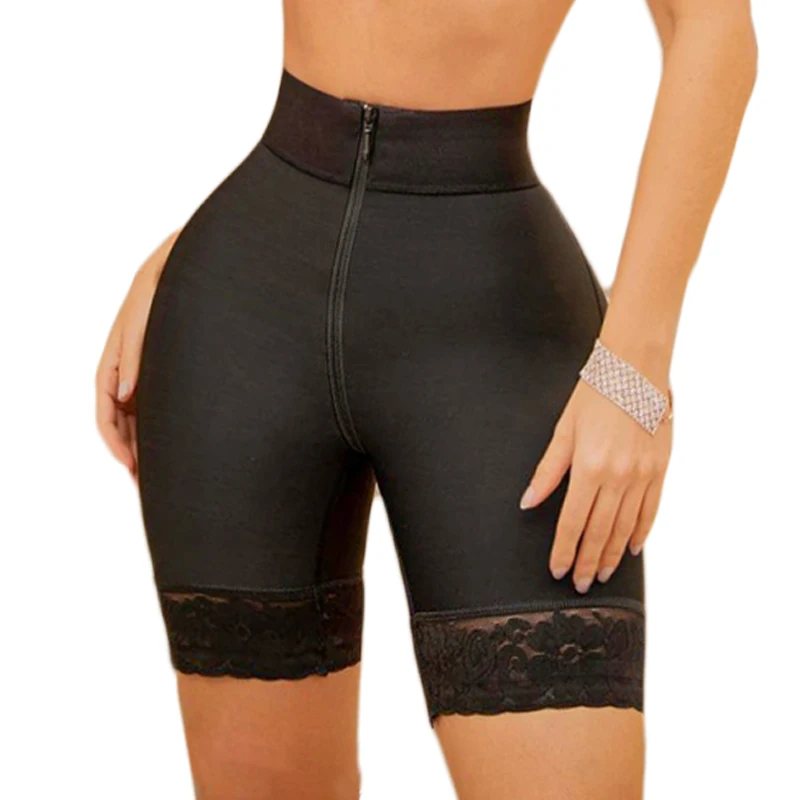 Double Compression Butt Lifter Zipper Shorts High Waisted Butt Pads Seamless Hip Enhancer Panties Natural Enhancement