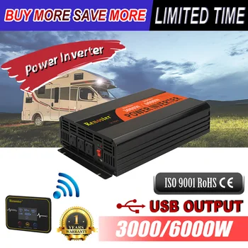 

Renoster 3000/6000W wireless inverter 12V 220V pure sine wave solar power inverter with remote controller off grid inverter car