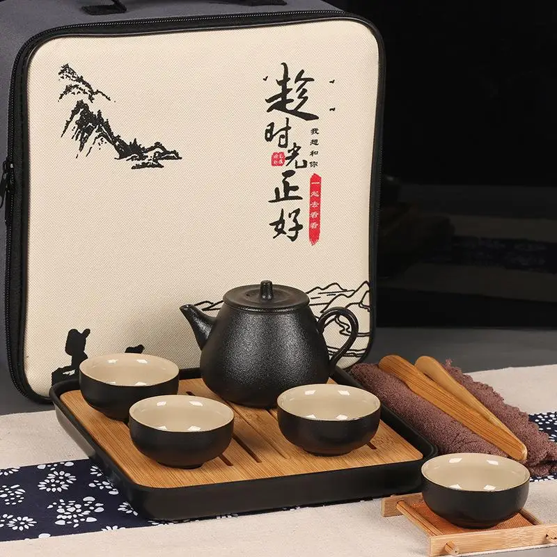 Ceramics Tea Set Travel Portable Tea Set Include 1 Teapot 4 Teacups 1bag Teapot Chinese Travel Ceramic Portable Teaset Gaiwan - Цвет: 1