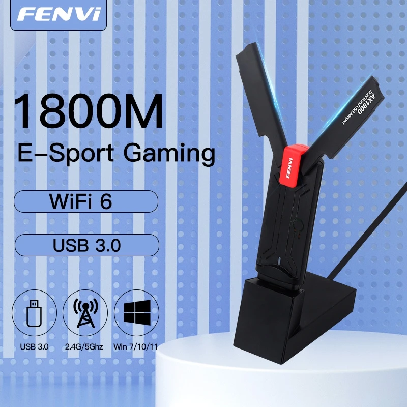 

WiFi 6 USB Adapter 1800Mbps 2.4G/5GHz Dual Band 802.11AX Wireless Wi-Fi Dongle Network Card USB 3.0 WiFi Adapter For Windows 11