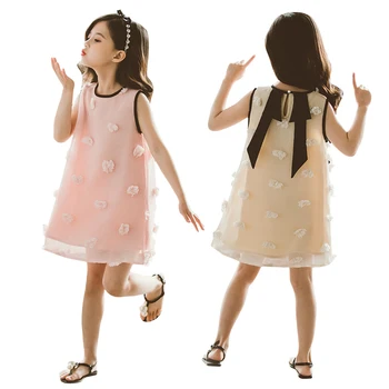 

sleeveless chiffon dress age for 4 - 14 years teenage girls tassels beach clothes 2020 new summer holiday dress kids cute frocks