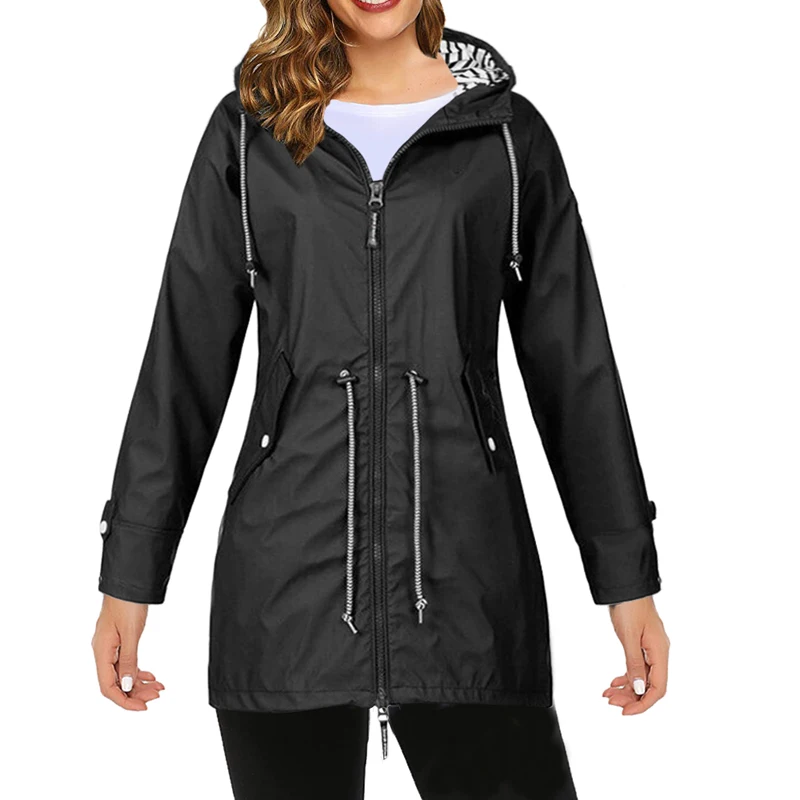 Женская куртка для активного отдыха, Женская ветрозащитная куртка, осенне-зимнее пальто на молнии, куртка для пешего туризма, альпинизма, велоспорта, спортивная одежда - Цвет: black
