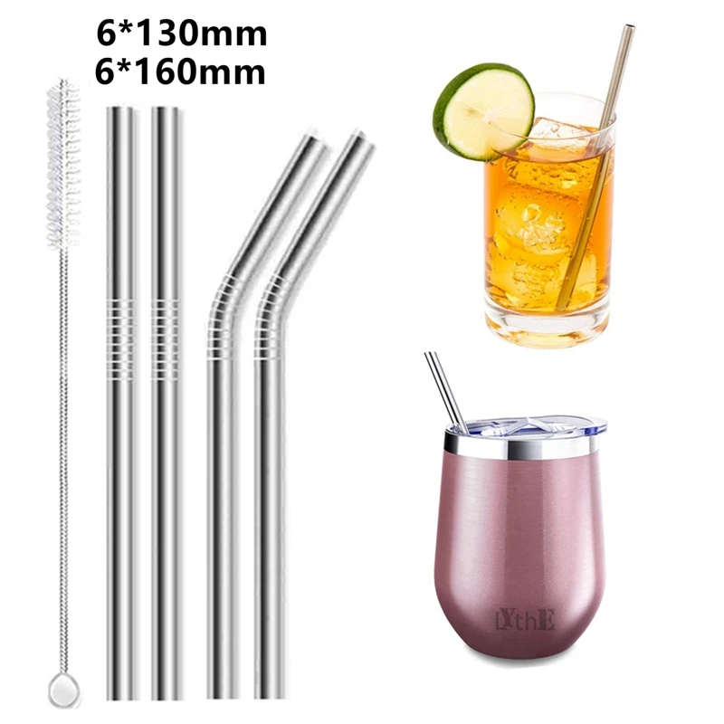 4pcsShortMetalStraws304StainlessSteelStrawsEcoReusableDrinkingStrawsforKids